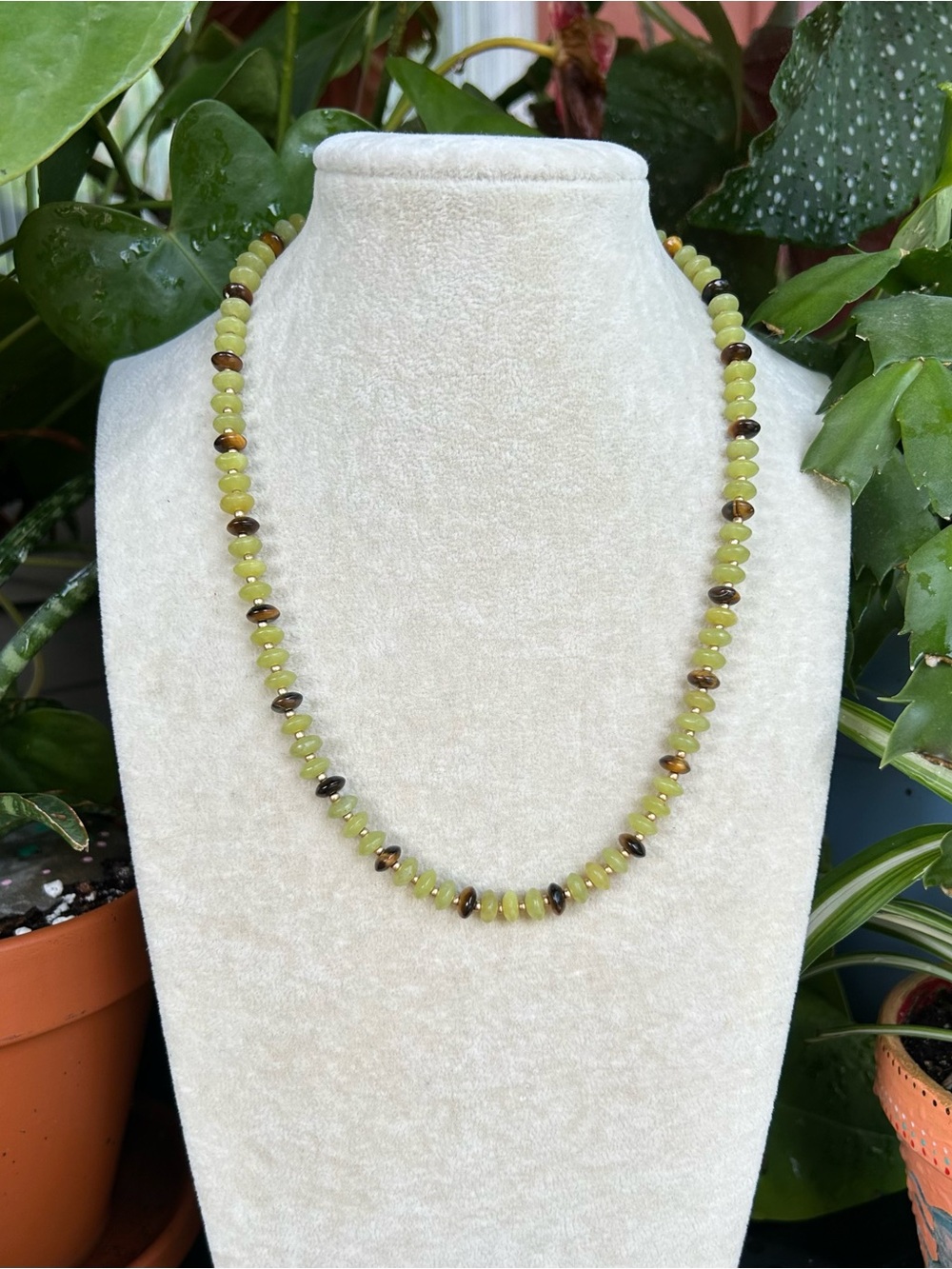 Olive jade necklace